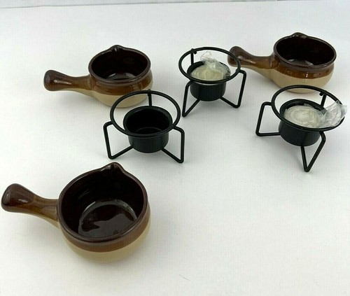 Ceramic Eathenware Butter Warmers with Handles Lot of 3 - Picture 4 of 7
