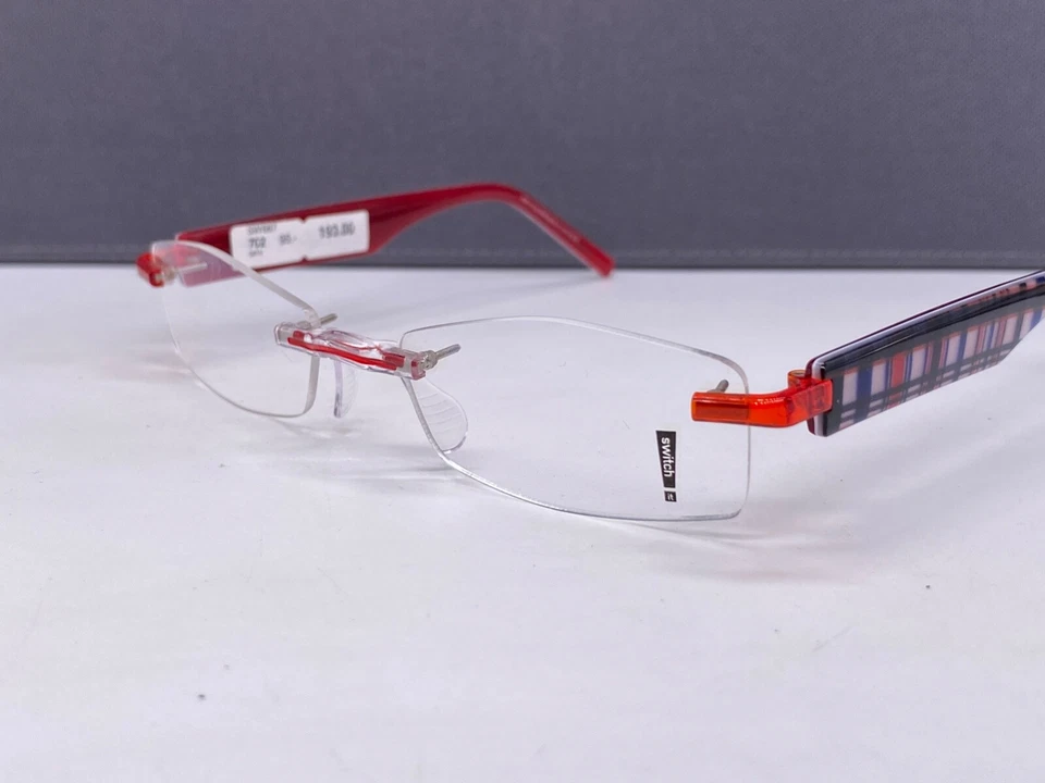 switch It Brille Damen Rot Randlos Karo Wechselbügel Combi 667 145 Germany - Bild 2 von 4