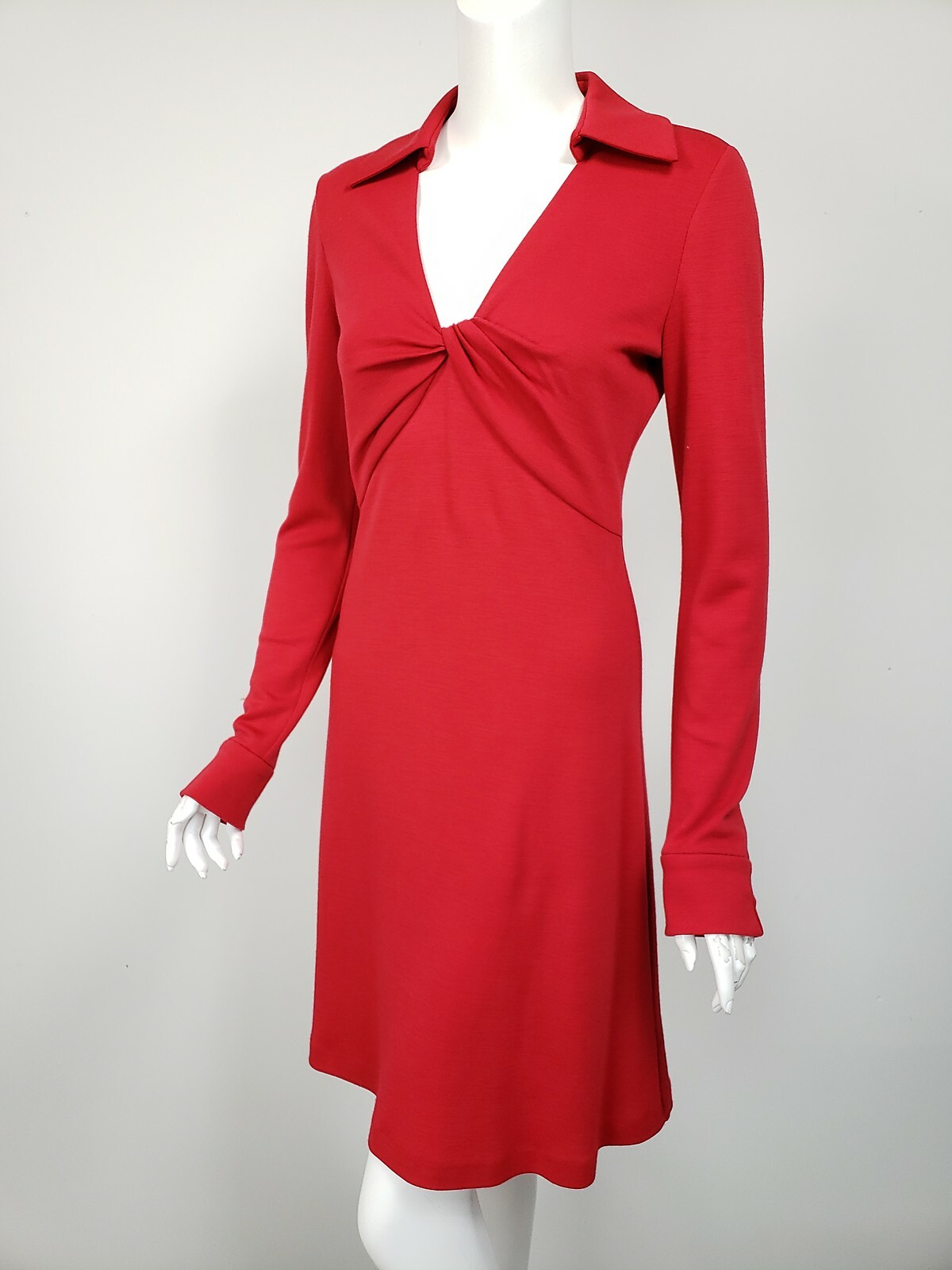 red wool dress