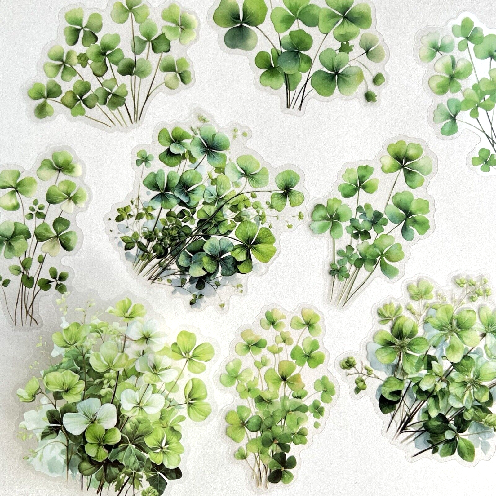 Green Four Leaf Clover Flake Stickers Scrapbooking Junk Journal Collage