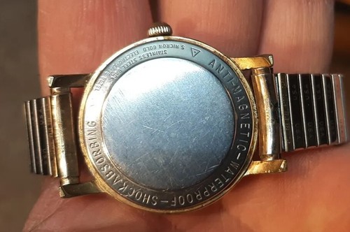 Orologio Vintage Meyer Ammortizzatore a Vita 21 Gioielli Placcato Oro Non Funzionante - Foto 6 di 12