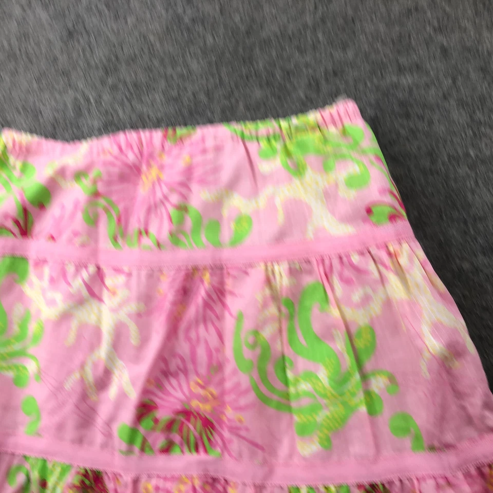 Lilly Pulitzer Skirt Girls 12 Pink Floral Print Elastic Waist Beach Summer Youth - Image 4 of 4