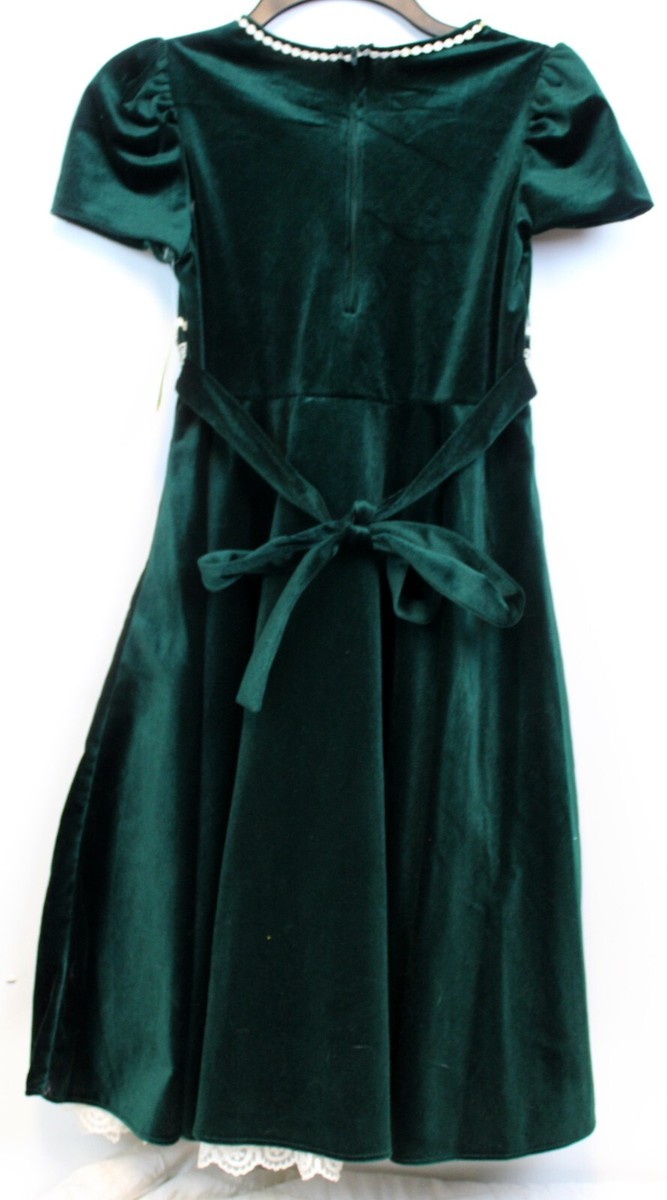 NWT Bonnie Jean Green Velvet Dress Girl's sz 10 Lace Short Sleeve Tie Long | eBay NWT Bonnie Jean Green Velvet Dress Girl's sz 10 Lace Short Sleeve Tie Long | eBay
