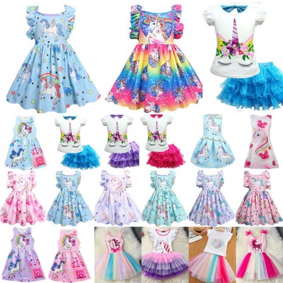 Mädchen Einhorn Tutu Kleid Kinder Party Prinzessin Kleid Sommerkleid Kleidung.