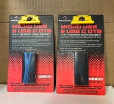 (Lot of 2) Hunting Stealth Cam Micro USB & USB C OTG 2-in-1 MEMORY CARD READER