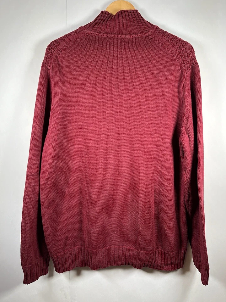 Calvin Klein Men’s Waffle Knit Zip Up Pullover Sweater Red Maroon Size XL - Image 4 of 4
