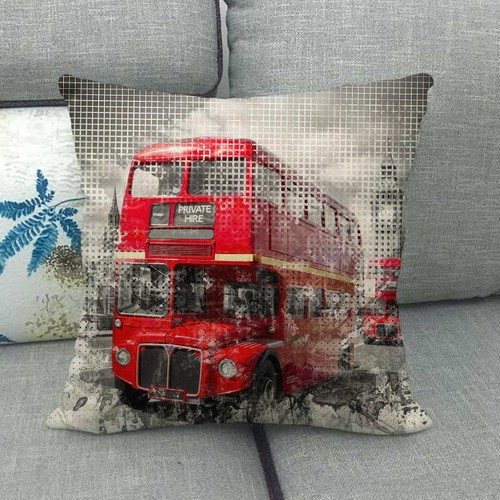 18" Union Jack British Flag Pillow Case London Bus Telephone Booth Cushion Cover - Picture 50 of 66