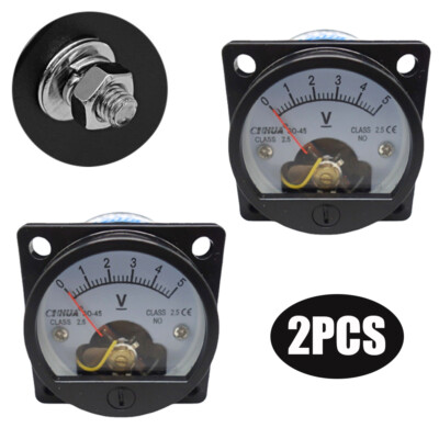 2PC DC 0-5V Analog Voltmeter Analogue Voltage Panel Meter SO45 Directly Connect