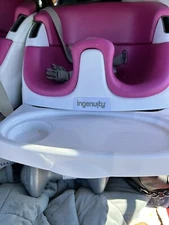 Ingenuity Baby Base 2-in-1 Booster Feeding and Floor Seat  2 Hot Pink