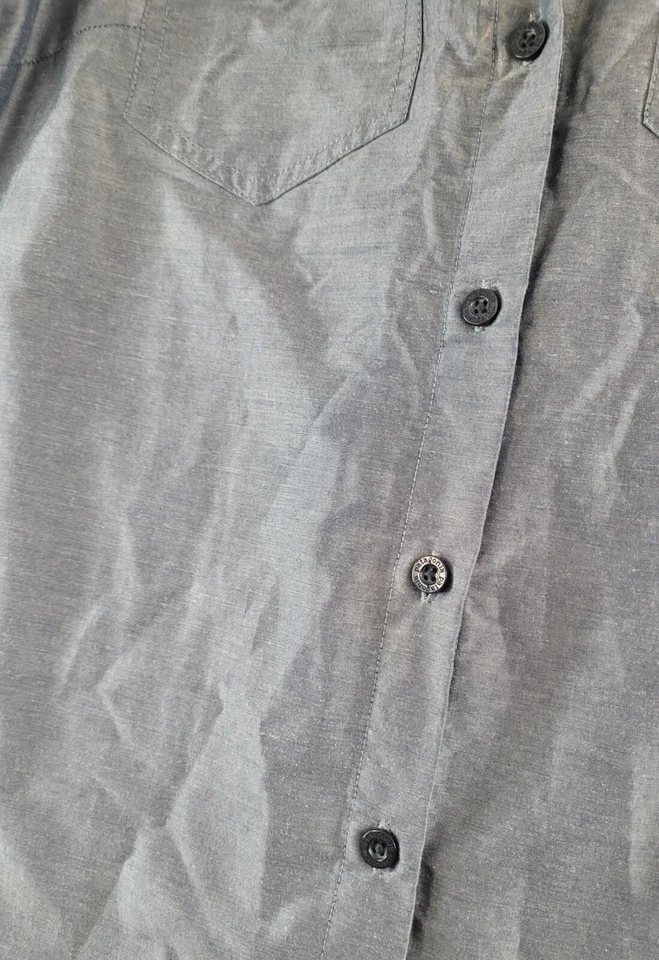 Patagonia Blouse Womens Size 2 Long Roll Tab Sleeve Button Down Gray Blue Foto 2 de 4