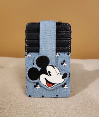 Defective * * *  Disney Mickey Mouse Denim Jean Cardholder Wallet NEW
