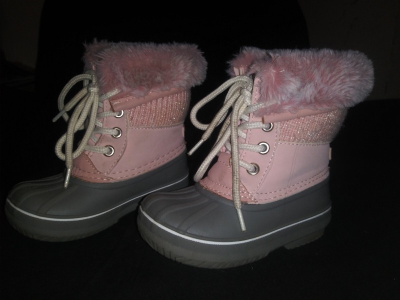 Toddler London Fog Rubber Boots W/Faux Fur * Pink & Gray Size 6 * Excellent...