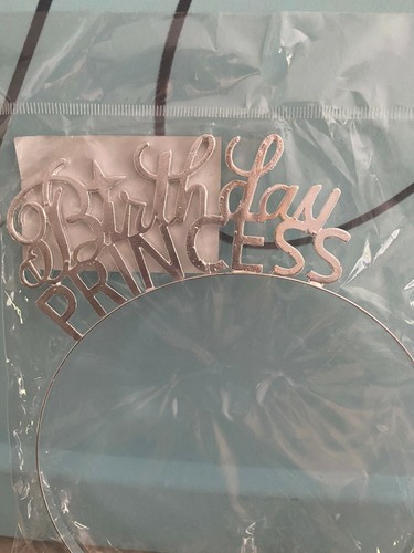 Happy Birthday Tiara Silver Metal Sparkle Glitter Princess New in Package - Picture 2 of 3