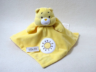 Care bears Teddy gelb Glücksbärchen Rassel Kuscheltuch Schmusetuch (T211)