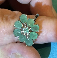 ~2 ctw Natural Light Emerald ring.  9 total stones. Presidium Tested 925 Silver