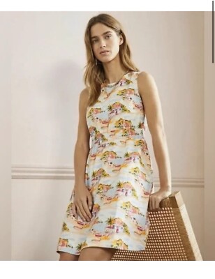 BODEN Print Sleeveless Dress Smocked Waist Sz 20 Boats 100% Cotton Pockets  NWOT | eBay