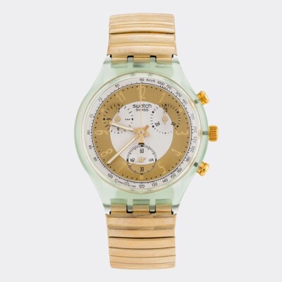 ⑩スウォッチ swatch『93年　GOLDEN GLOBE』 Mint 1993 Swatch Chrono GOLDEN GLOBE SCG100 Steel Bracelet