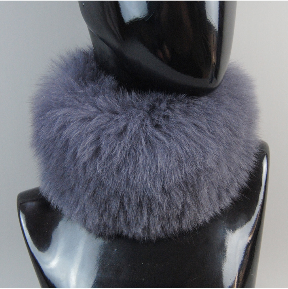 Real Fox Fur Headbandnd/Neck Warmer. Grey. Length 22” Grey Fox Fur Headband - Haute Acorn main image 4