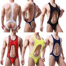 Men's Jockstraps Underwear Backless Bodysuit Wrestling Singlet One-piece Leotard