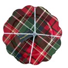 Tommy Bahama Christmas Salad Plates 8.5in Scalloped Holiday Plaid Tartan New