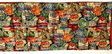 Custom Made TABLE RUNNER Vintage Canned Vegetables Print COTTON Pumpkin 78"x11"