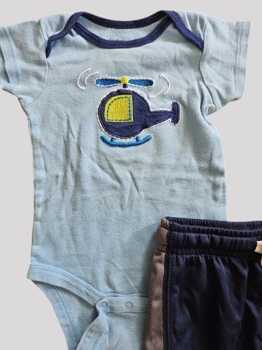 * GERBER blauer Hubschrauber Body neu mit Etikett Carter’s Shorts Jungen Größe 12 Monate - Bild 3 von 4