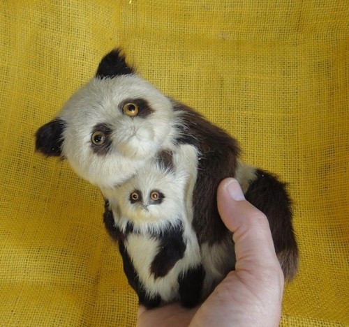 VINTAGE CHINESISCH ? PELZIGE MOHAIR PANDABÄREN PUPPEN - Bild 10 von 12