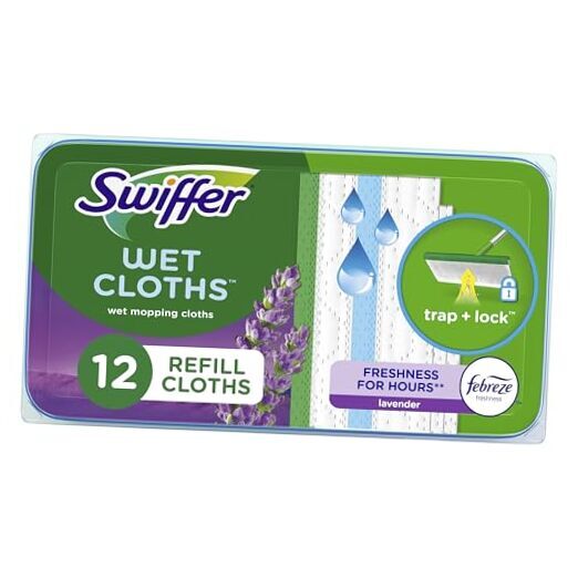 12-Count Lavender Scented Wet Mopping Pad Refills for Floor Mop