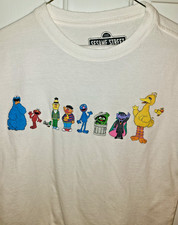Sesame Street Legends Women's Crew Neck Character Reverse Back Sz XS Ivory