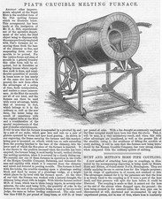Piat's Crucible Melting Furnace Engineering Antique Print 1883