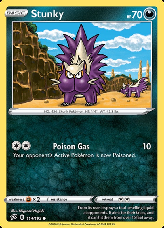 Stunky - 114/192 - Common (Lp) Rebel Clash - Darkness Pokémon