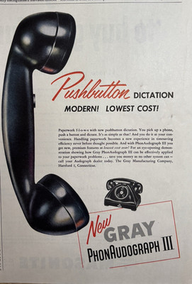 1954 Gray Manufacturing company Hartford Conn PhonAudograph III VTG Print Ad
