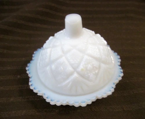 Vintage Westmoreland Milk Glass THUMBELINA Childs Doll Toy 2pc Butter Dish Dome