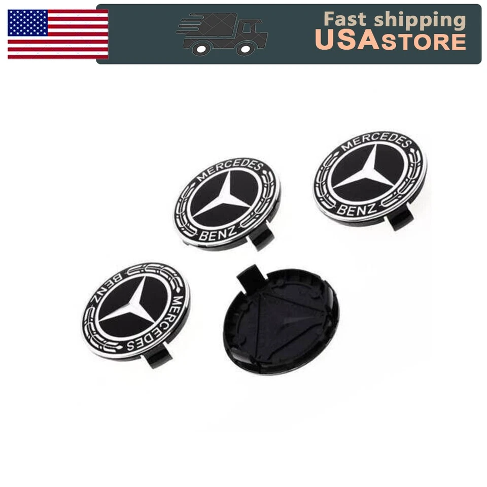 75mm 4pcs Wheel Center Emblems Hub Caps Fits-for Mercedes A B C E S M CLA GLA Foto 4 de 4