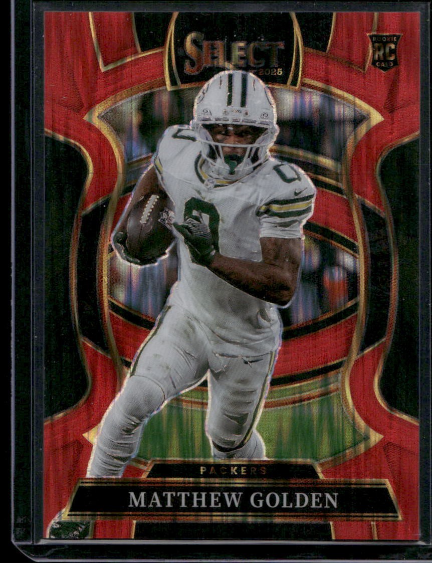 2025 Panini Select #66 Matthew Golden Red Prizm Shock #/249