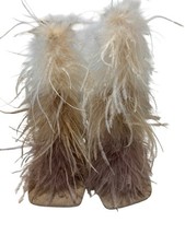 Ostrich Plume Ghatsby Deco Strappy Suede Squa...