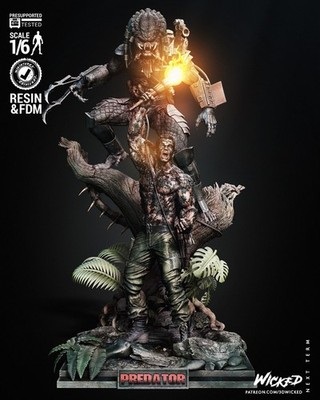 PREDATOR DIORAMA フィギュア1520/1750 Predator & Dutch Diorama 1/6 or 1/8 Scale Statue 3D Print Kit