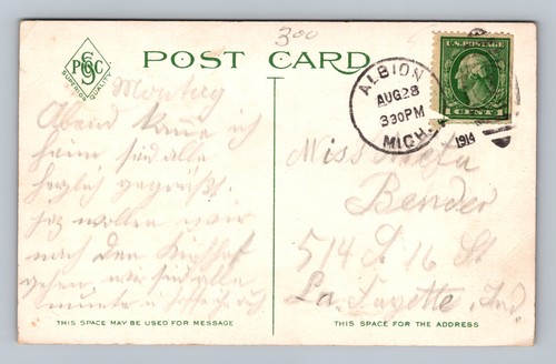 c1914 South Superior Street View Looking North Albion Michigan MI Postcard - Picture 2 of 4