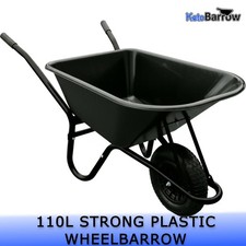110 Litre Black Wheelbarrow Garden Equestrian wheel barrow PNEUMATIC wheel