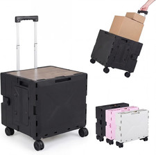 Foldable Utility Cart on 4 Rotate Wheels, Collapsible Tool Box Shopping Trolley