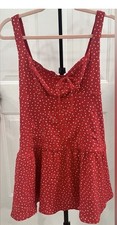 Target Red Polka Dot Mini Dress Square Neck Bow Sleeveless Size S