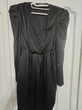 Preowned Kendall And Kylie Black Puff Sleeve V Neck Dress Size 0/2 XS