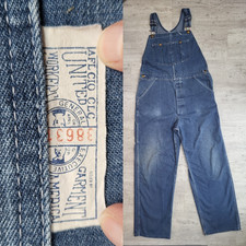 Vintage SEARS Denim Bib Jeans Overalls Mens 38x32 AFL CIO CLC UNION MADE USA
