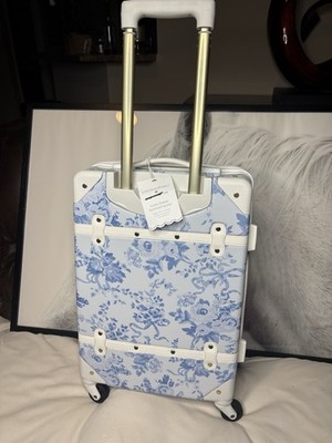 Pottery Barn LoveShackFancy Garden Party Damask Hardsided Spinner Suitcase  Blue
