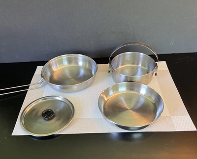 Olicamp Deluxe Stainless Steel Mess Kit w/Fry Pan | Pot & Lid | Plate / Bowl