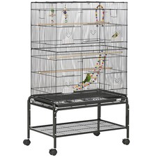PawHut Bird Cage, with Stand, Wheels, Toys, for Budgies, Finches, Parakeets