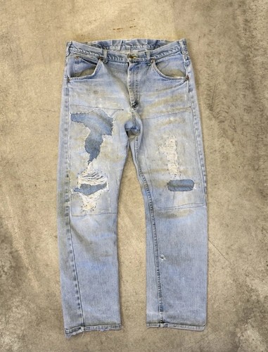 Vintage 1960s Lee Riders Repaired Denim Jeans Size 36x30
