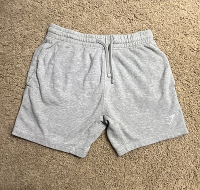 Gymshark Men's Gray Fleece Athletic Shorts Size S Drawstring Pockets