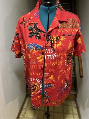 NEW Netflix Stranger Things XL Hellfire Club Button Up Shirt Comfortable Cotton