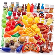 Play Food Sets,143Pcs Play Kitchen Accessories,Toy Food for Toddler, Fake Food